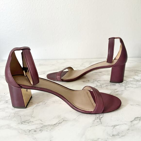 Tory Burch Cecile Maroon Leather Ankle Strap Block Heel Sandals women’s size 11 - Picture 8 of 14